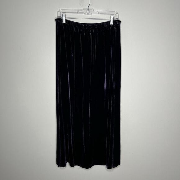 Eileen Fisher Skirt Womens Small Purple Velvet Maxi Silk Blend Elastic Waist - Picture 3 of 11